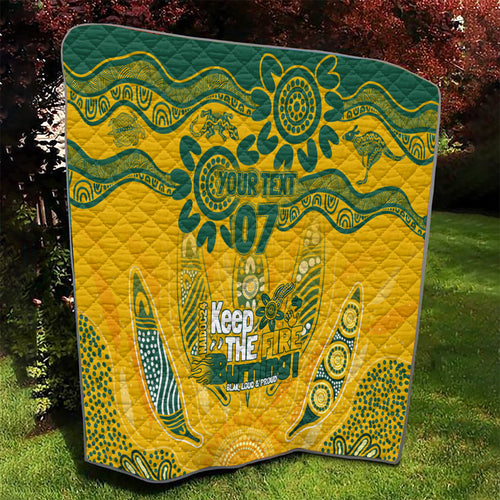 Custom Socceroos NAIDOC Week 2024 Quilt Indigenous Burning Fire National Colors