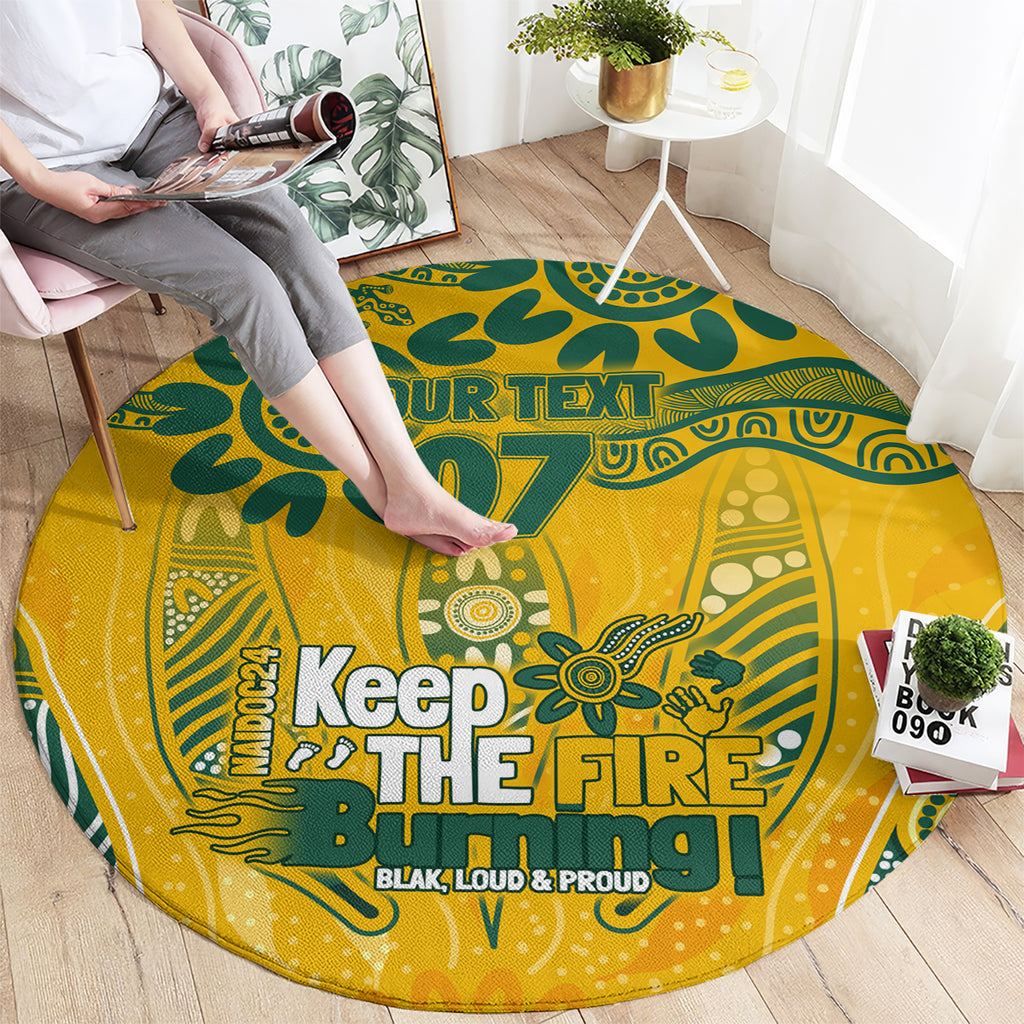 Custom Socceroos NAIDOC Week 2024 Round Carpet Indigenous Burning Fire National Colors
