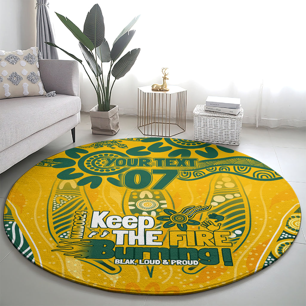 Custom Socceroos NAIDOC Week 2024 Round Carpet Indigenous Burning Fire National Colors
