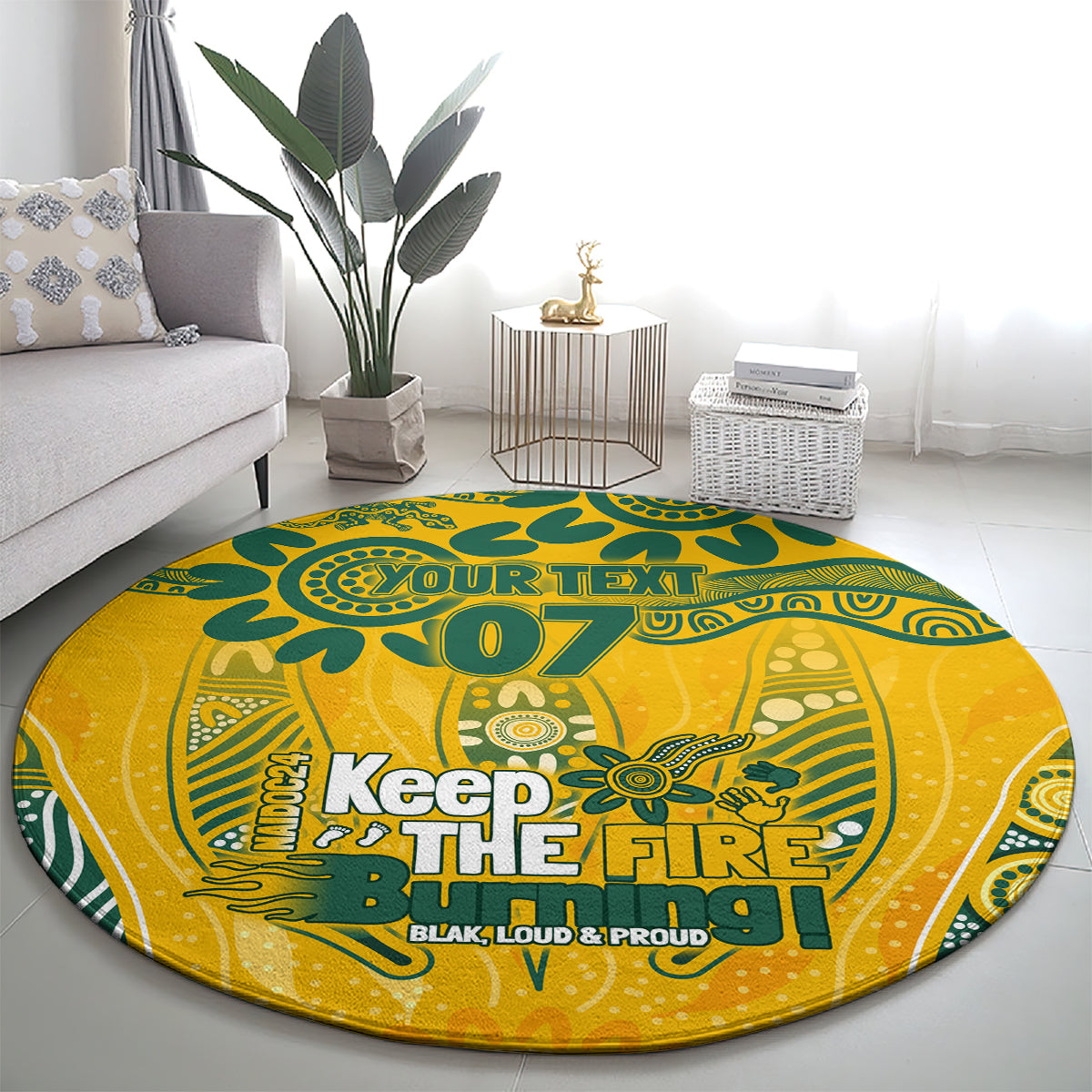 Custom Socceroos NAIDOC Week 2024 Round Carpet Indigenous Burning Fire National Colors