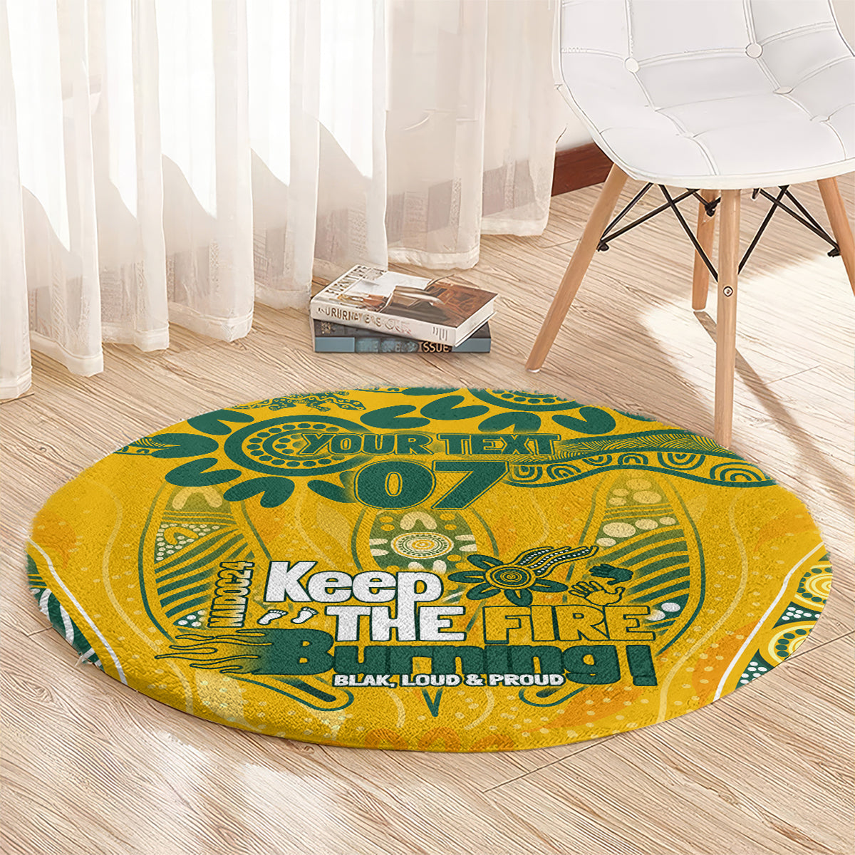 Custom Socceroos NAIDOC Week 2024 Round Carpet Indigenous Burning Fire National Colors