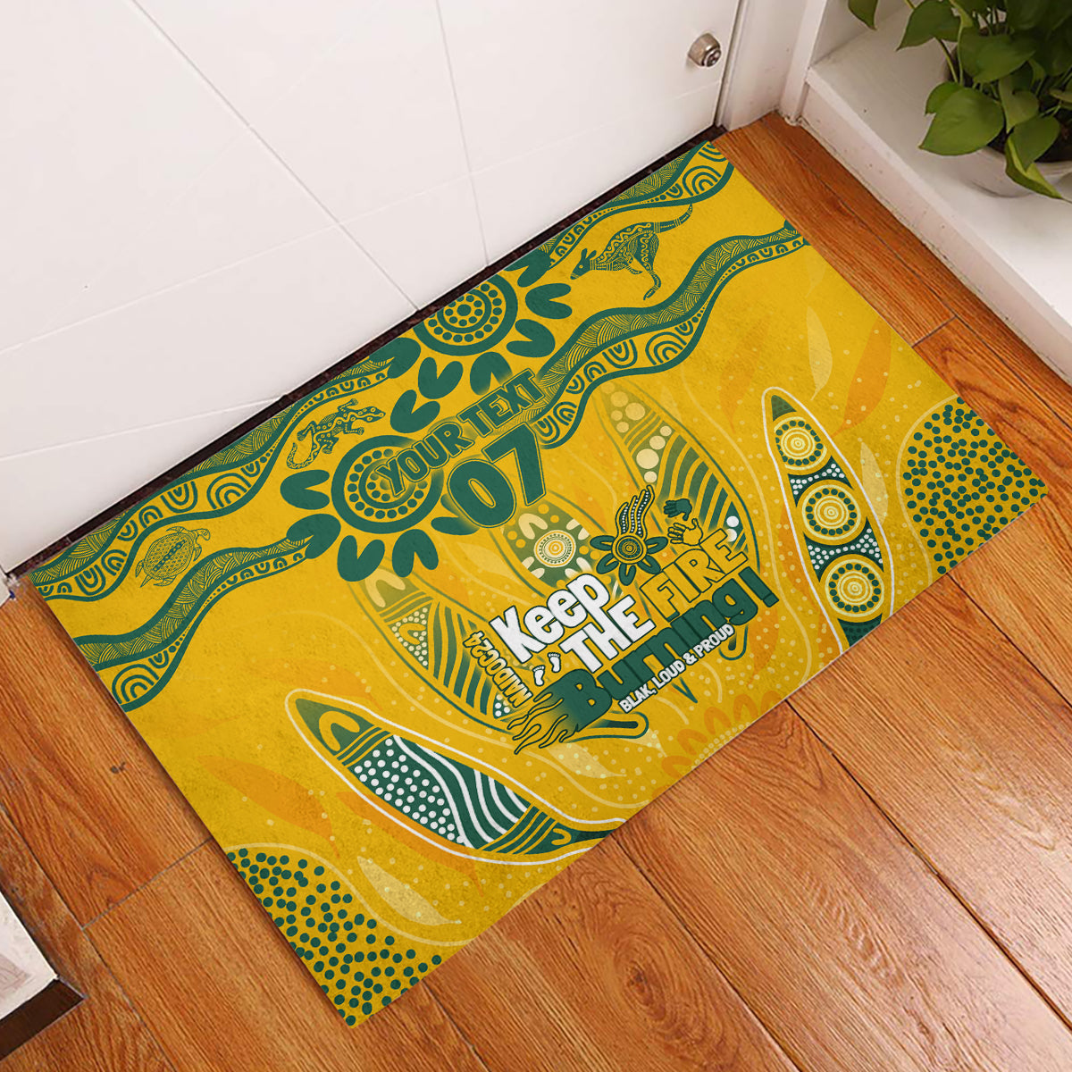 Custom Socceroos NAIDOC Week 2024 Rubber Doormat Indigenous Burning Fire National Colors