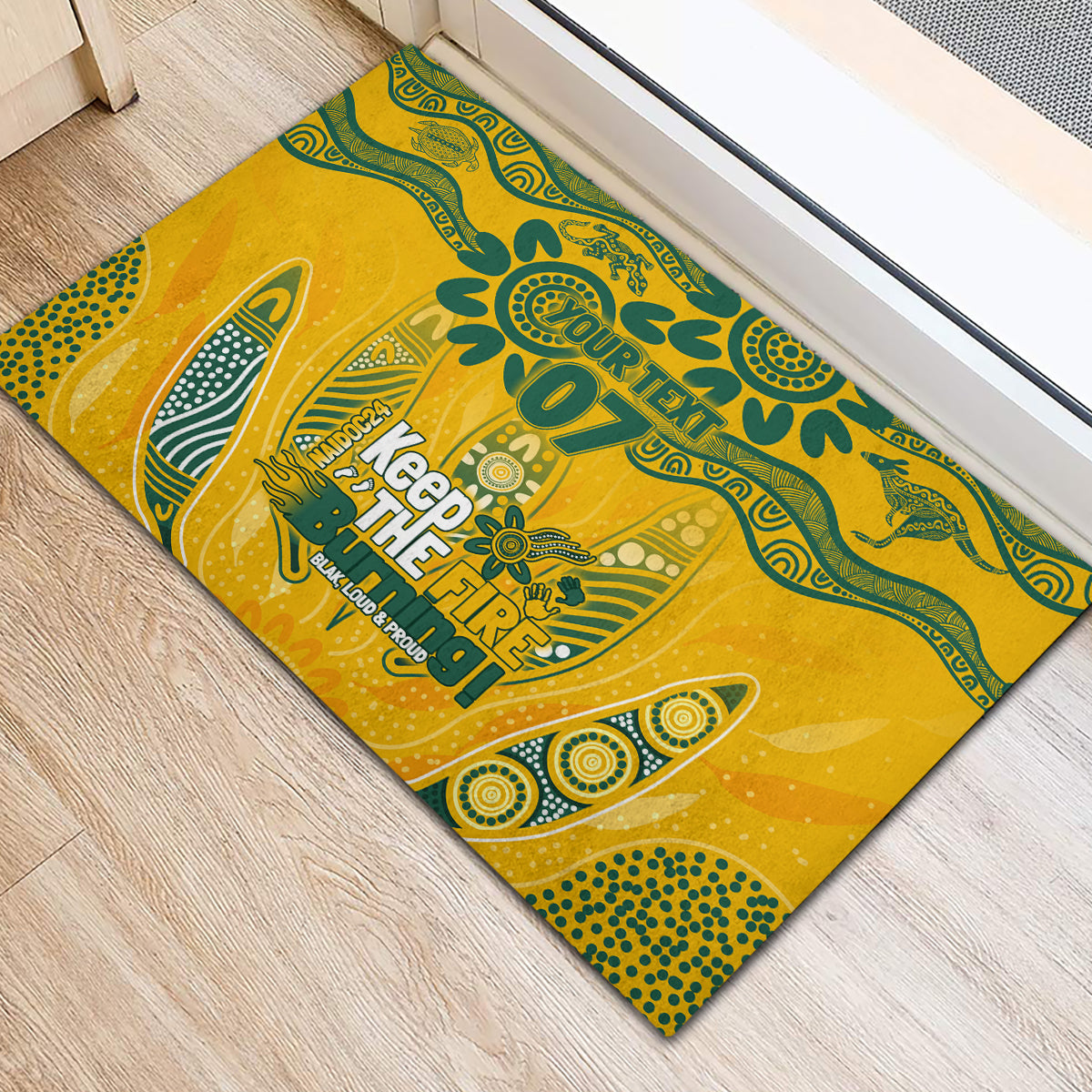 Custom Socceroos NAIDOC Week 2024 Rubber Doormat Indigenous Burning Fire National Colors