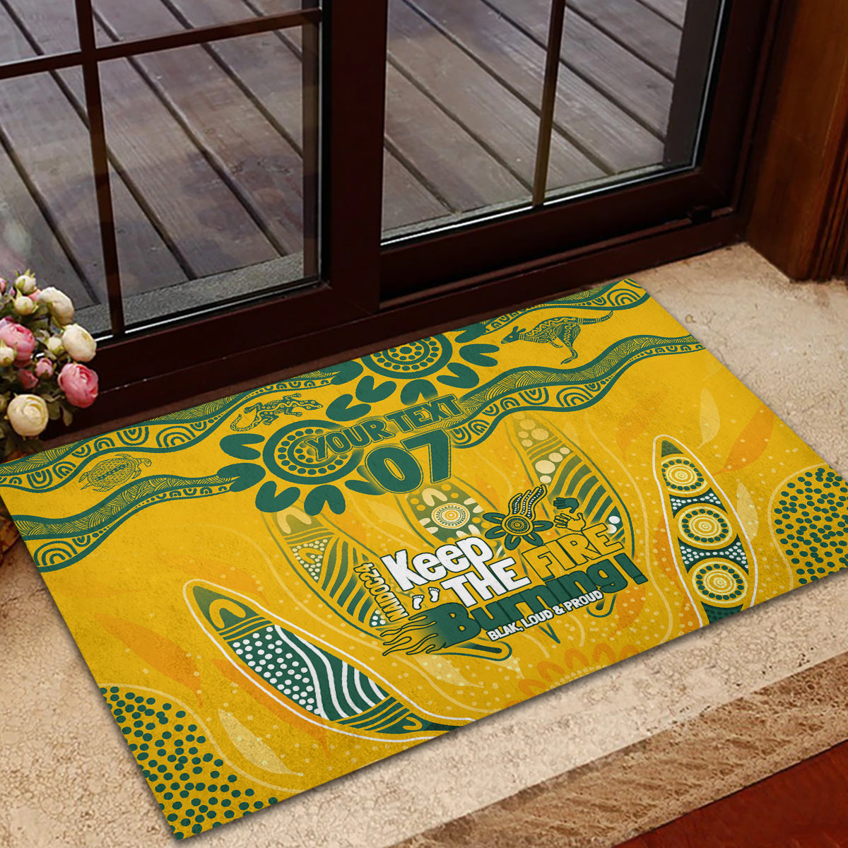 Custom Socceroos NAIDOC Week 2024 Rubber Doormat Indigenous Burning Fire National Colors