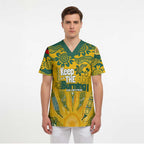 Custom Socceroos NAIDOC Week 2024 Scrub Top Indigenous Burning Fire National Colors - Aussie Hoodie