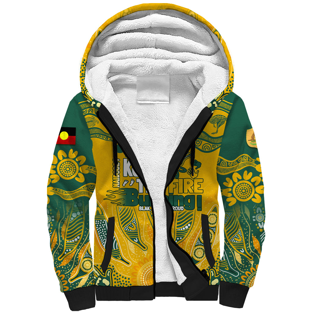 Custom Socceroos NAIDOC Week 2024 Sherpa Hoodie Indigenous Burning Fire National Colors