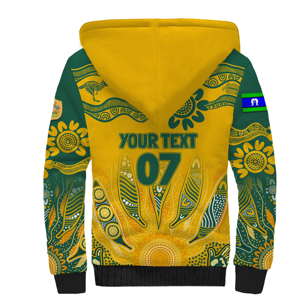 Custom Socceroos NAIDOC Week 2024 Sherpa Hoodie Indigenous Burning Fire National Colors