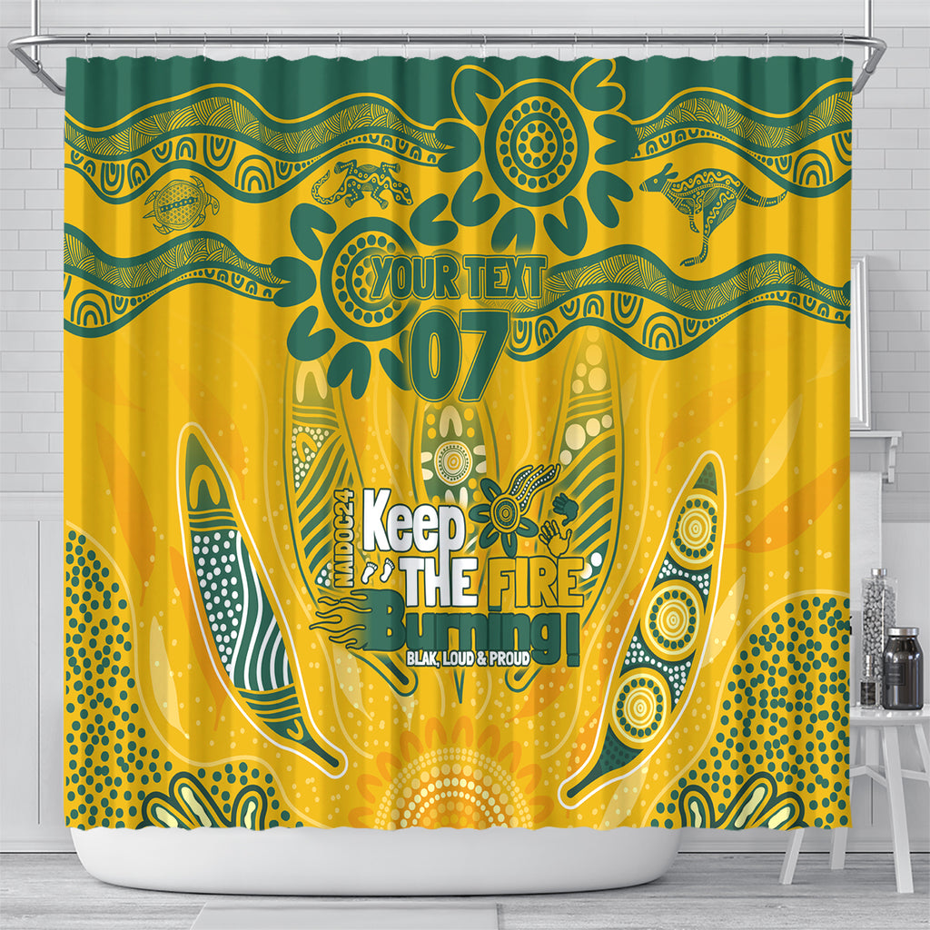 Custom Socceroos NAIDOC Week 2024 Shower Curtain Indigenous Burning Fire National Colors