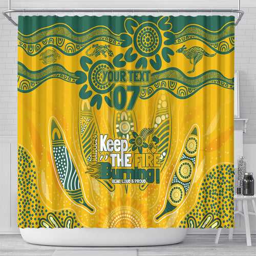 Custom Socceroos NAIDOC Week 2024 Shower Curtain Indigenous Burning Fire National Colors