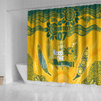 Custom Socceroos NAIDOC Week 2024 Shower Curtain Indigenous Burning Fire National Colors