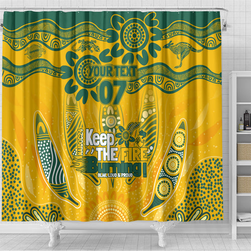 Custom Socceroos NAIDOC Week 2024 Shower Curtain Indigenous Burning Fire National Colors
