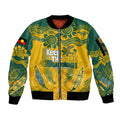 Custom Socceroos NAIDOC Week 2024 Sleeve Zip Bomber Jacket Indigenous Burning Fire National Colors