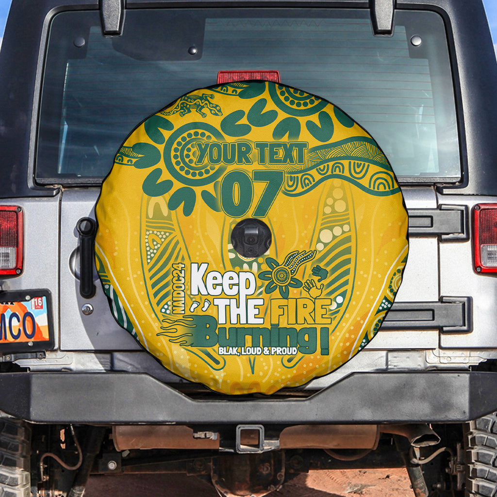Custom Socceroos NAIDOC Week 2024 Spare Tire Cover Indigenous Burning Fire National Colors