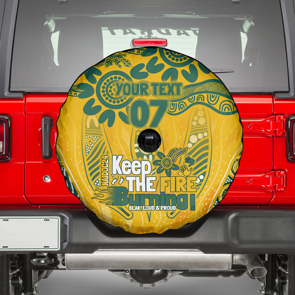 Custom Socceroos NAIDOC Week 2024 Spare Tire Cover Indigenous Burning Fire National Colors