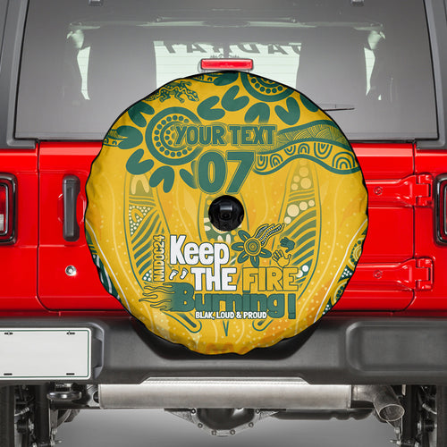 Custom Socceroos NAIDOC Week 2024 Spare Tire Cover Indigenous Burning Fire National Colors