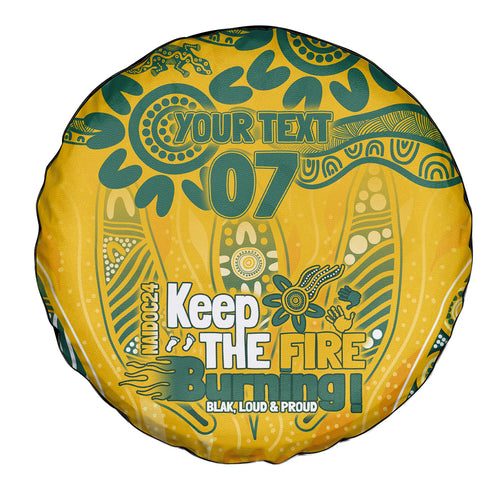 Custom Socceroos NAIDOC Week 2024 Spare Tire Cover Indigenous Burning Fire National Colors