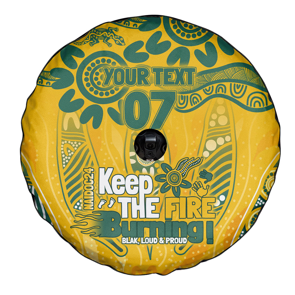 Custom Socceroos NAIDOC Week 2024 Spare Tire Cover Indigenous Burning Fire National Colors