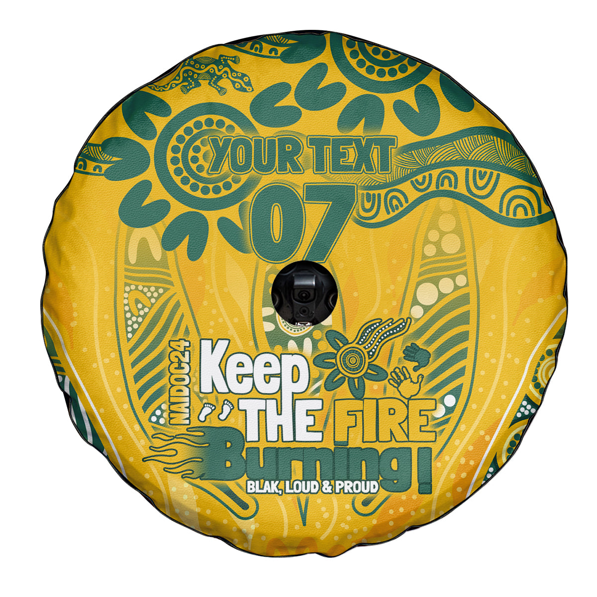 Custom Socceroos NAIDOC Week 2024 Spare Tire Cover Indigenous Burning Fire National Colors