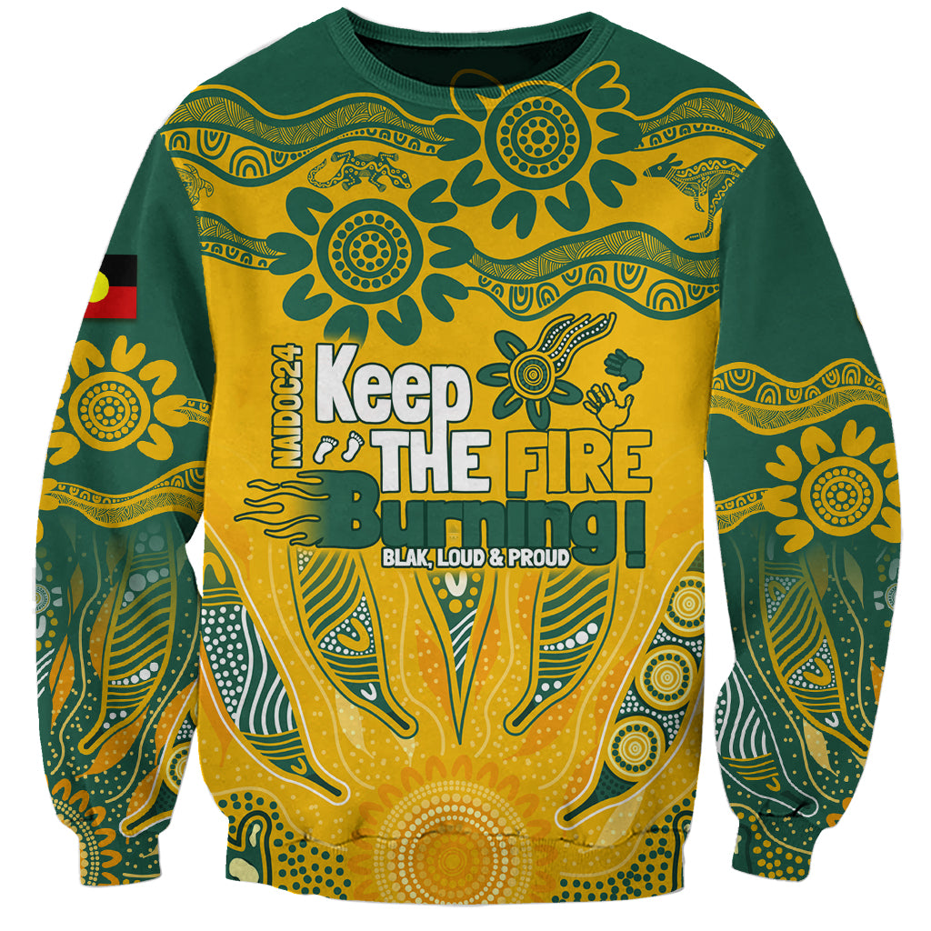Custom Socceroos NAIDOC Week 2024 Sweatshirt Indigenous Burning Fire National Colors