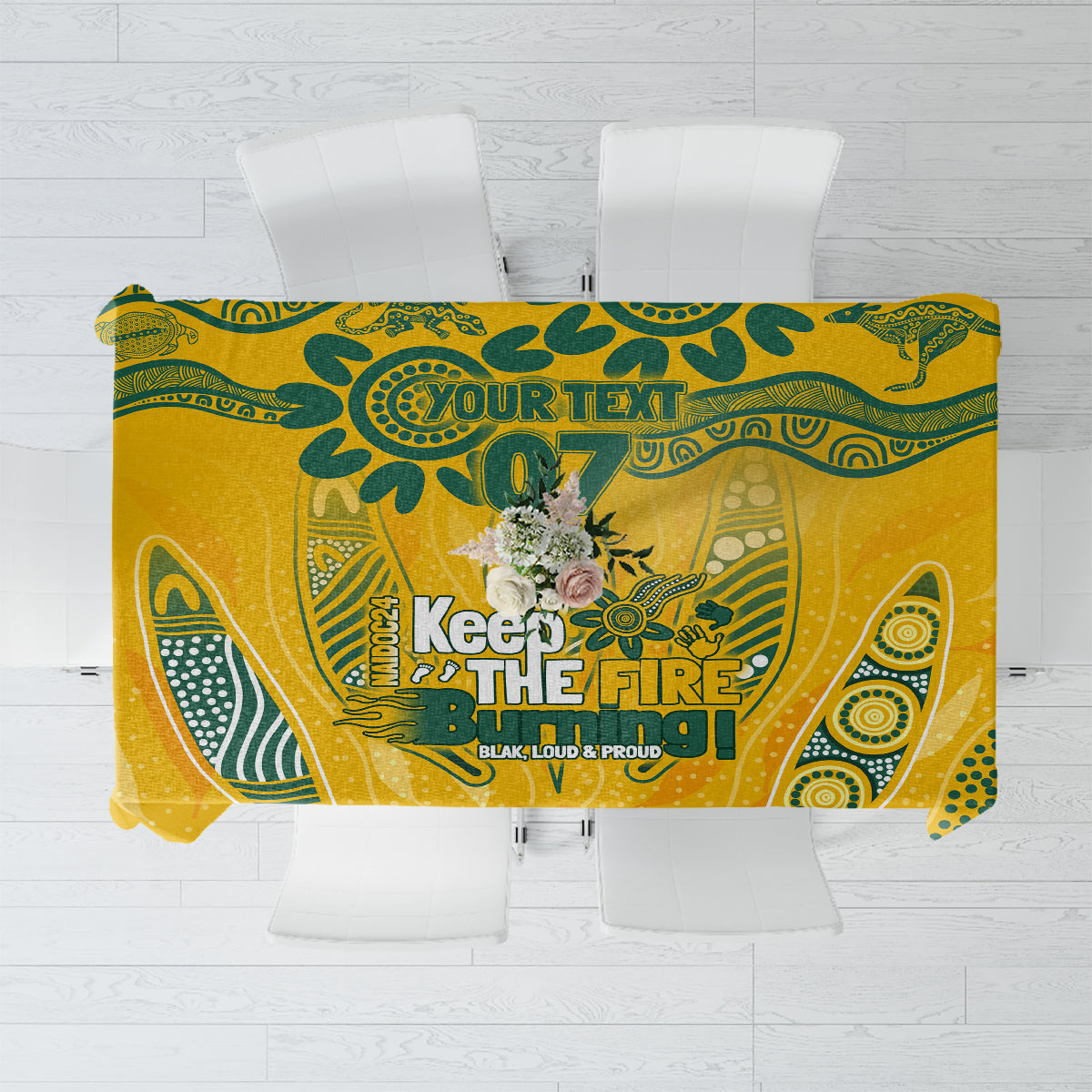 Custom Socceroos NAIDOC Week 2024 Tablecloth Indigenous Burning Fire National Colors