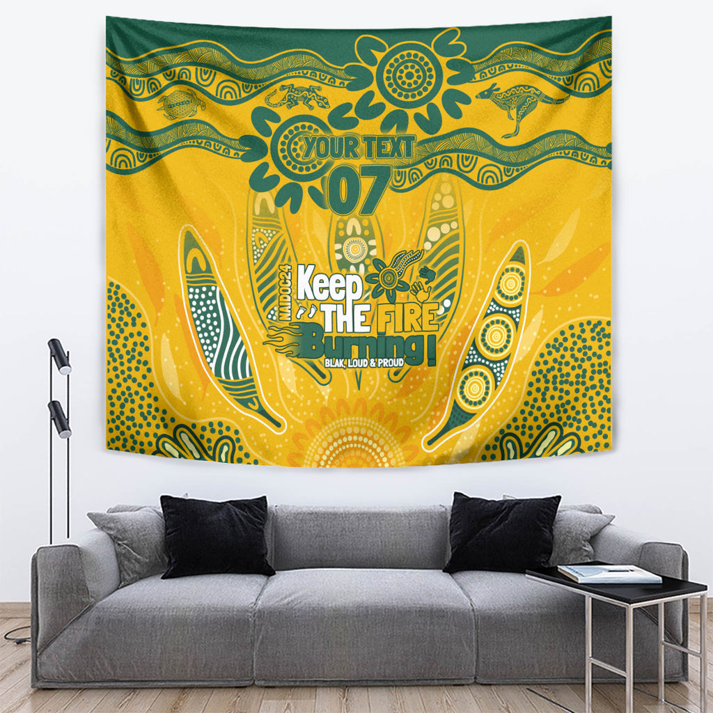 Custom Socceroos NAIDOC Week 2024 Tapestry Indigenous Burning Fire National Colors