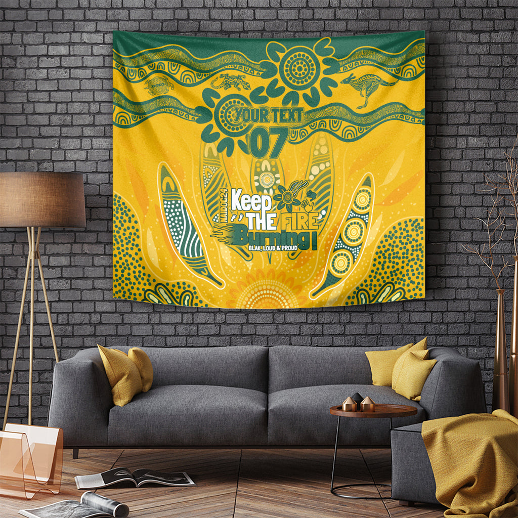 Custom Socceroos NAIDOC Week 2024 Tapestry Indigenous Burning Fire National Colors