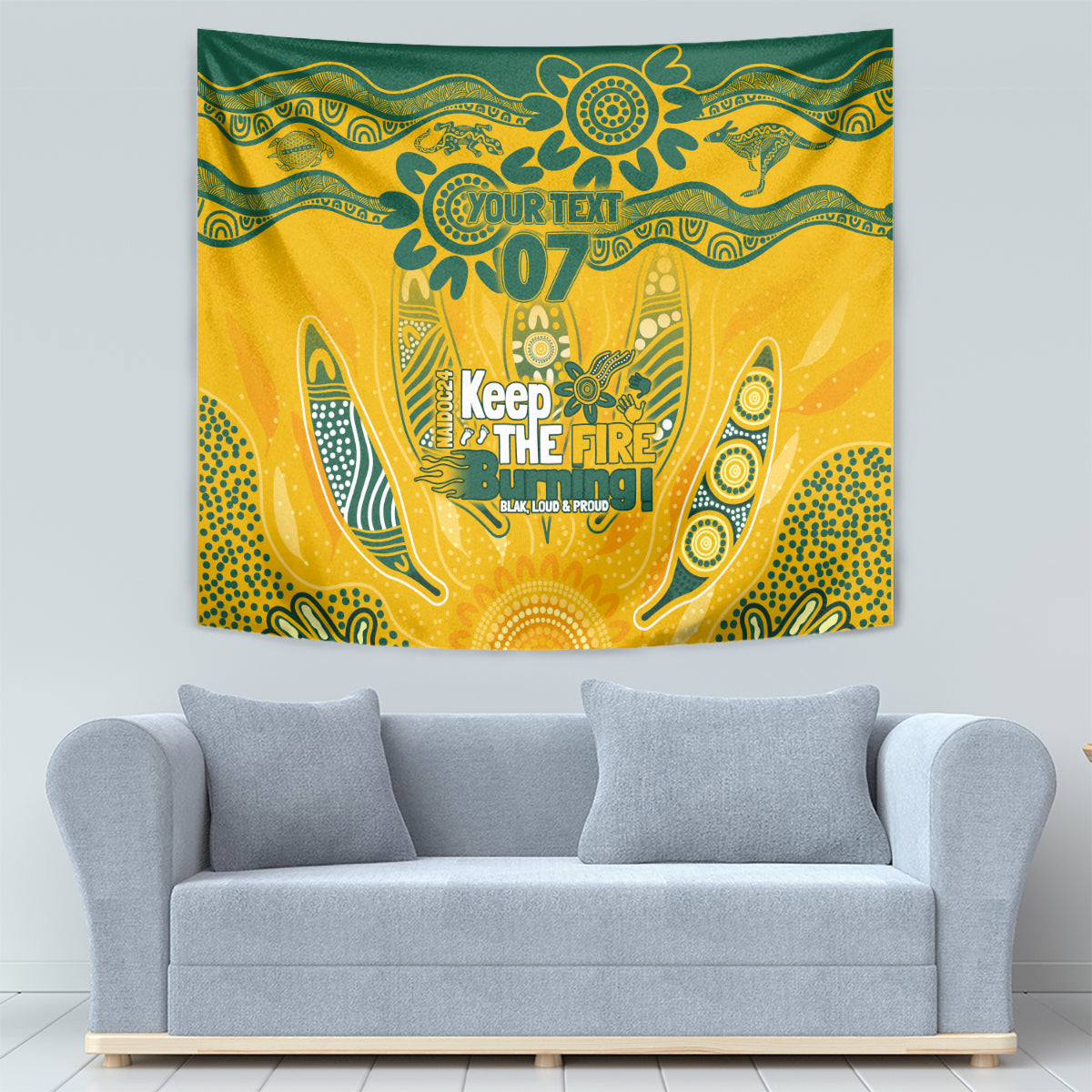 Custom Socceroos NAIDOC Week 2024 Tapestry Indigenous Burning Fire National Colors