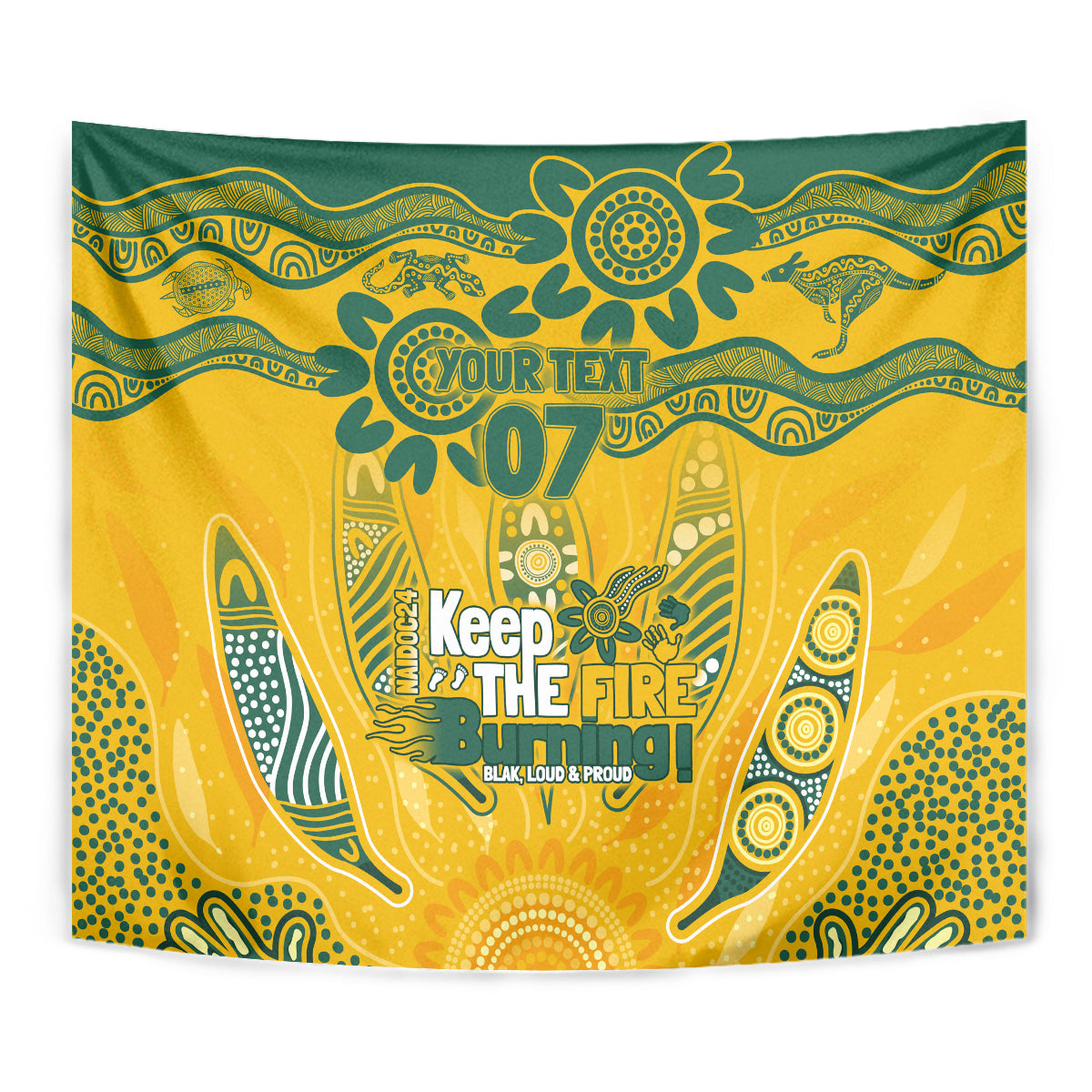 Custom Socceroos NAIDOC Week 2024 Tapestry Indigenous Burning Fire National Colors