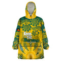 Custom Socceroos NAIDOC Week 2024 Wearable Blanket Hoodie Indigenous Burning Fire National Colors