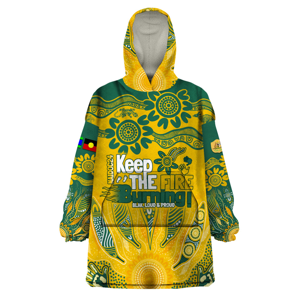 Custom Socceroos NAIDOC Week 2024 Wearable Blanket Hoodie Indigenous Burning Fire National Colors