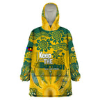 Custom Socceroos NAIDOC Week 2024 Wearable Blanket Hoodie Indigenous Burning Fire National Colors
