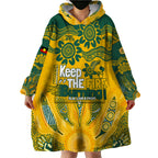 Custom Socceroos NAIDOC Week 2024 Wearable Blanket Hoodie Indigenous Burning Fire National Colors