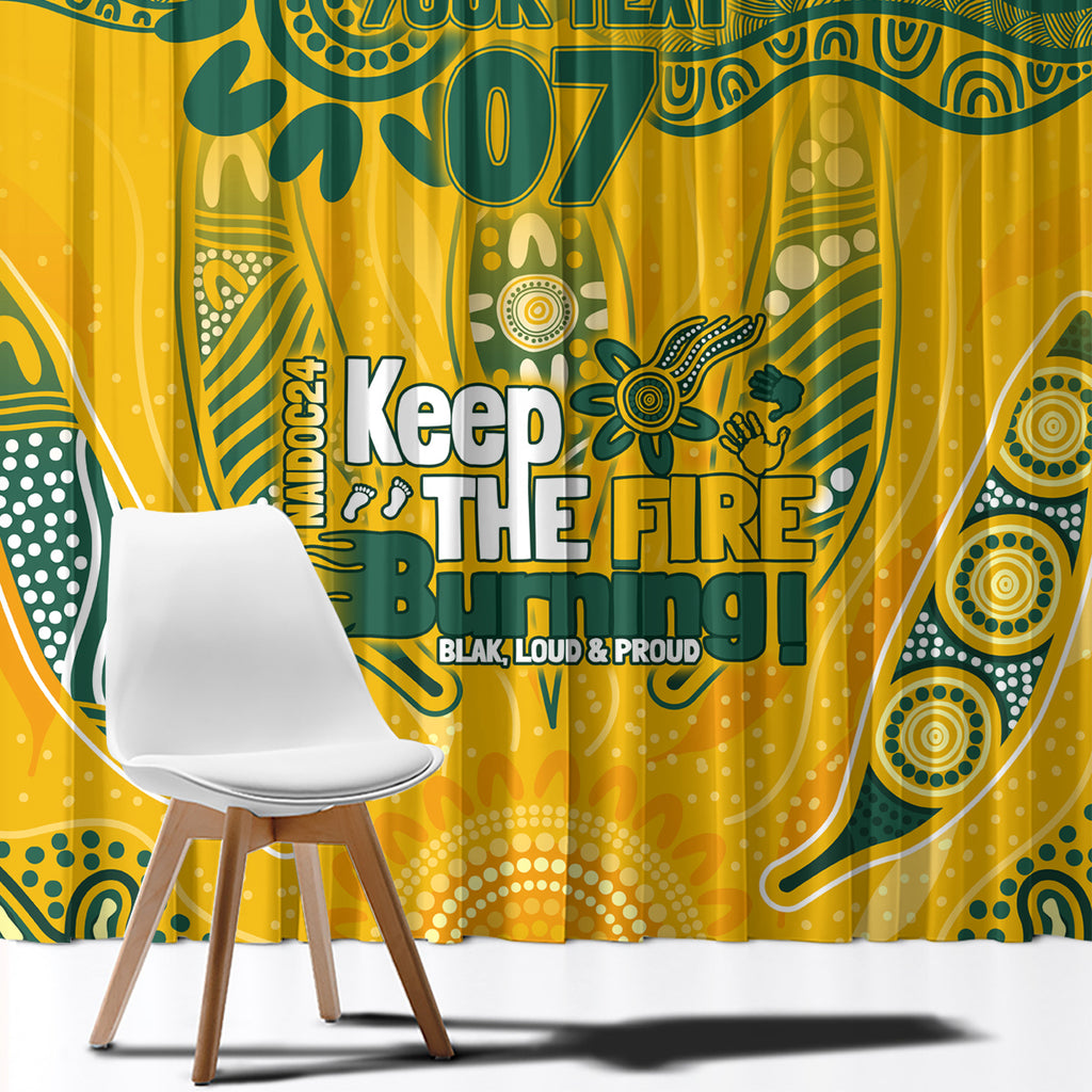 Custom Socceroos NAIDOC Week 2024 Window Curtain Indigenous Burning Fire National Colors