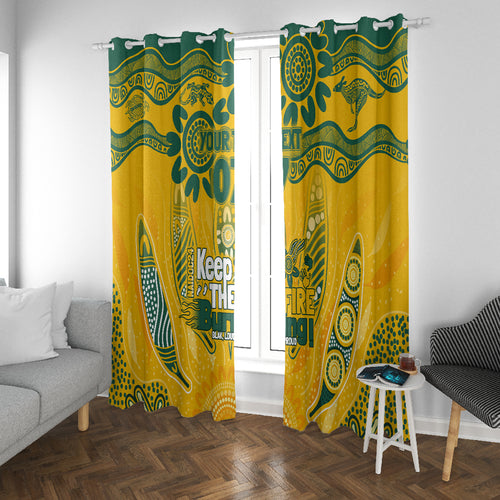 Custom Socceroos NAIDOC Week 2024 Window Curtain Indigenous Burning Fire National Colors