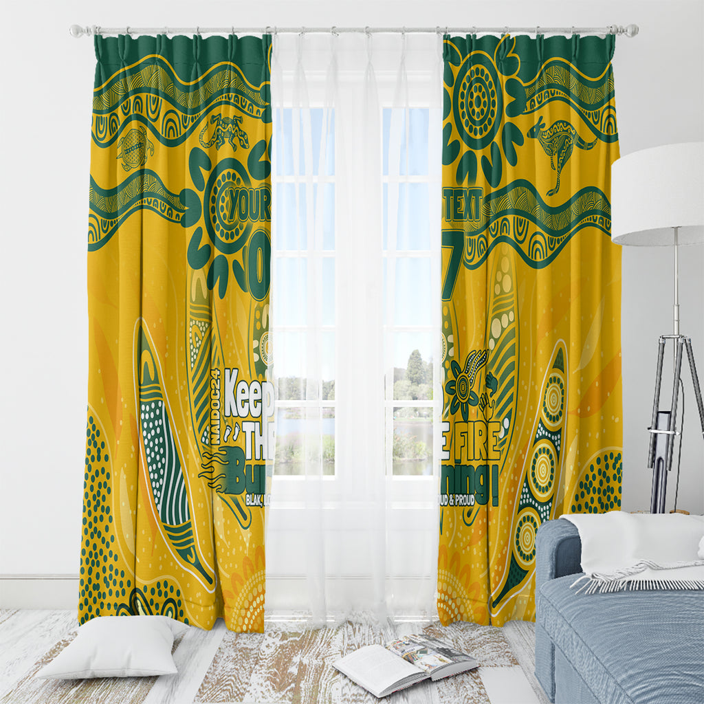 Custom Socceroos NAIDOC Week 2024 Window Curtain Indigenous Burning Fire National Colors