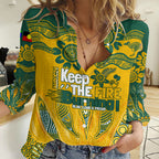 Custom Socceroos NAIDOC Week 2024 Women Casual Shirt Indigenous Burning Fire National Colors