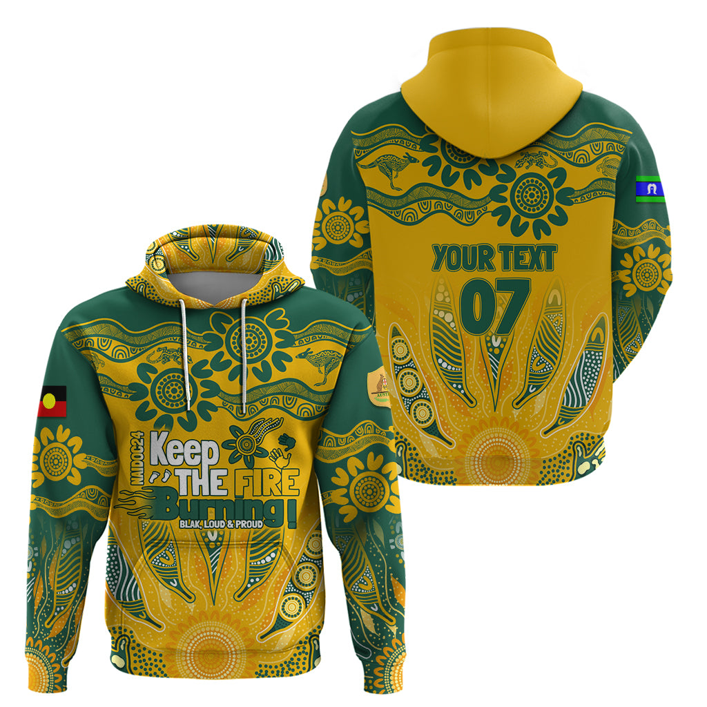 Custom Socceroos NAIDOC Week 2024 Zip Hoodie Indigenous Burning Fire National Colors