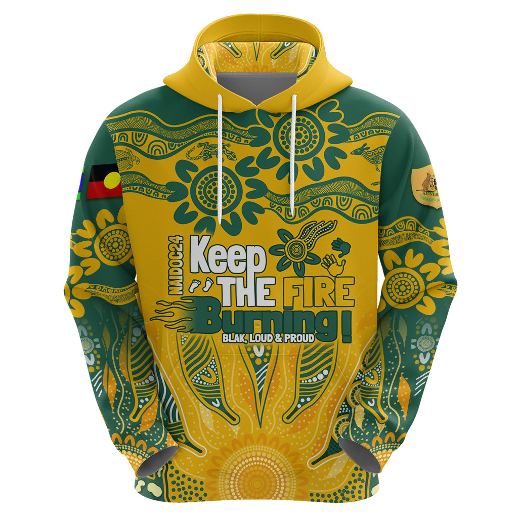 Custom Socceroos NAIDOC Week 2024 Zip Hoodie Indigenous Burning Fire National Colors