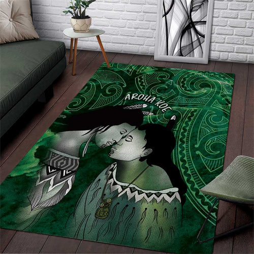 New Zealand Aroha Koe Mama Area Rug Maori Hongi - Pounamu
