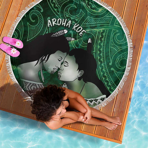 New Zealand Aroha Koe Mama Beach Blanket Maori Hongi - Pounamu