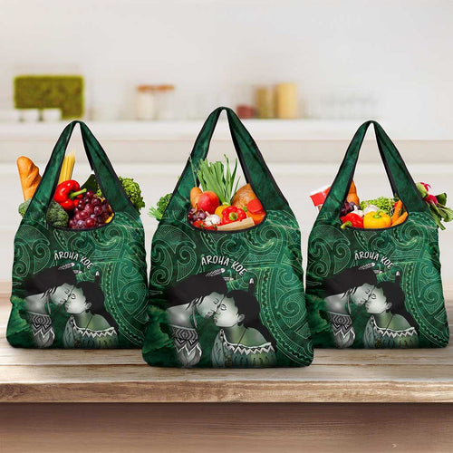 New Zealand Aroha Koe Mama Grocery Bag Maori Hongi - Pounamu