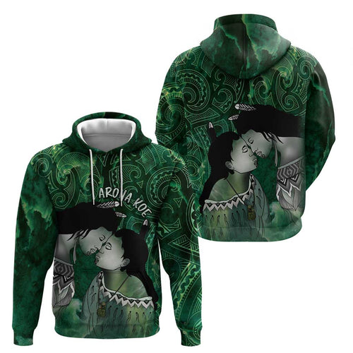 New Zealand Aroha Koe Mama Hoodie Maori Hongi - Pounamu