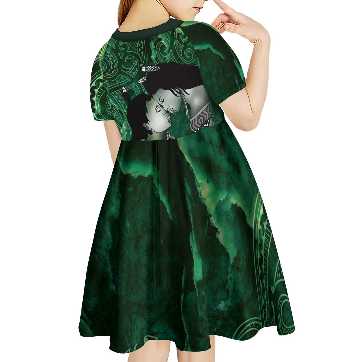 New Zealand Aroha Koe Mama Kid Short Sleeve Dress Maori Hongi - Pounamu