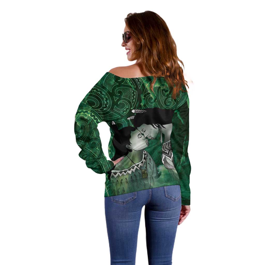 New Zealand Aroha Koe Mama Off Shoulder Sweater Maori Hongi - Pounamu