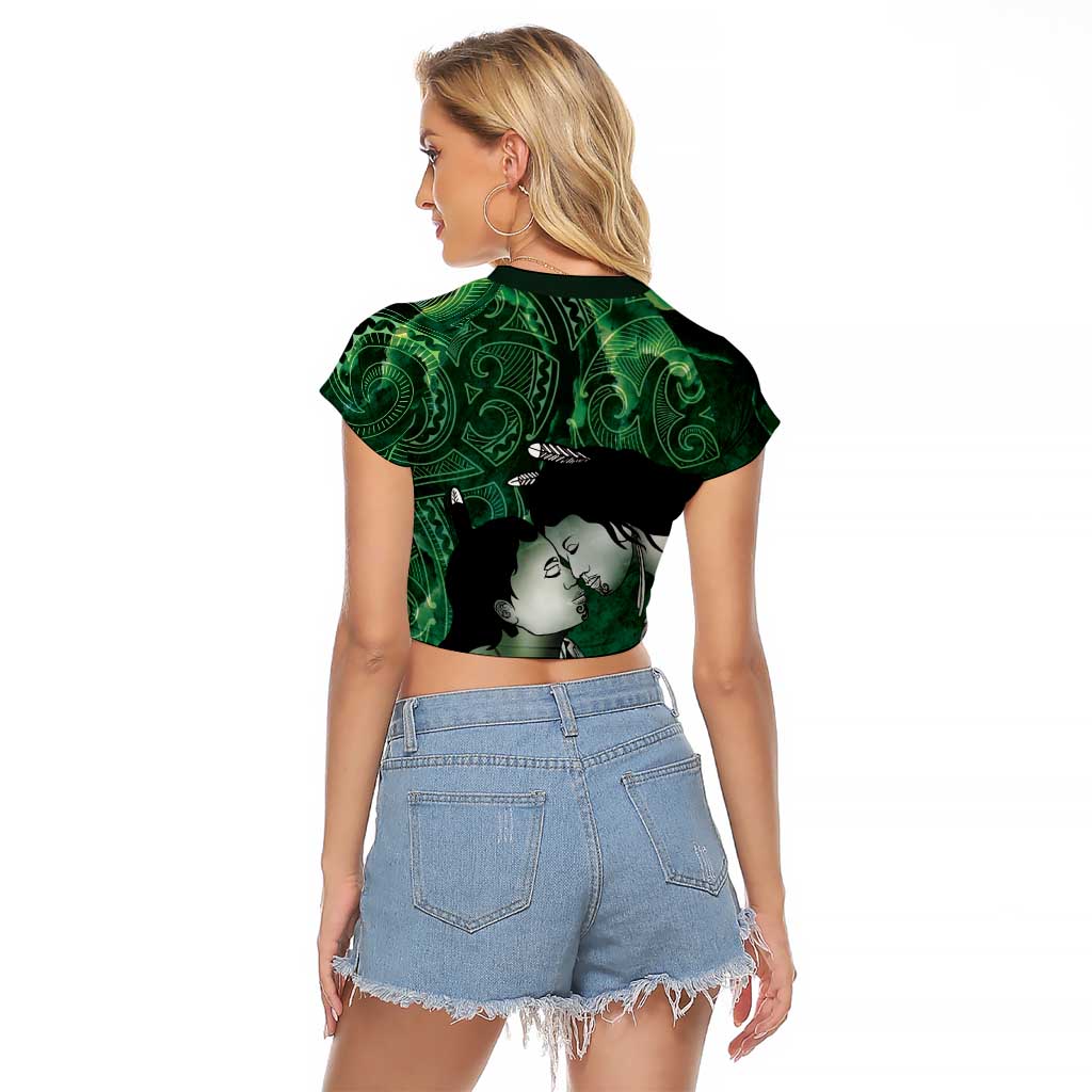 New Zealand Aroha Koe Mama Raglan Cropped T Shirt Maori Hongi - Pounamu