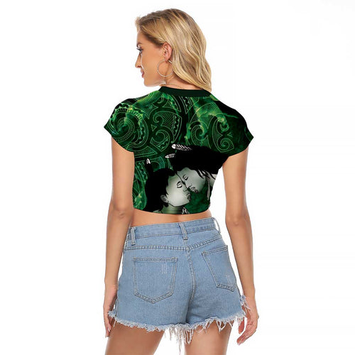 New Zealand Aroha Koe Mama Raglan Cropped T Shirt Maori Hongi - Pounamu