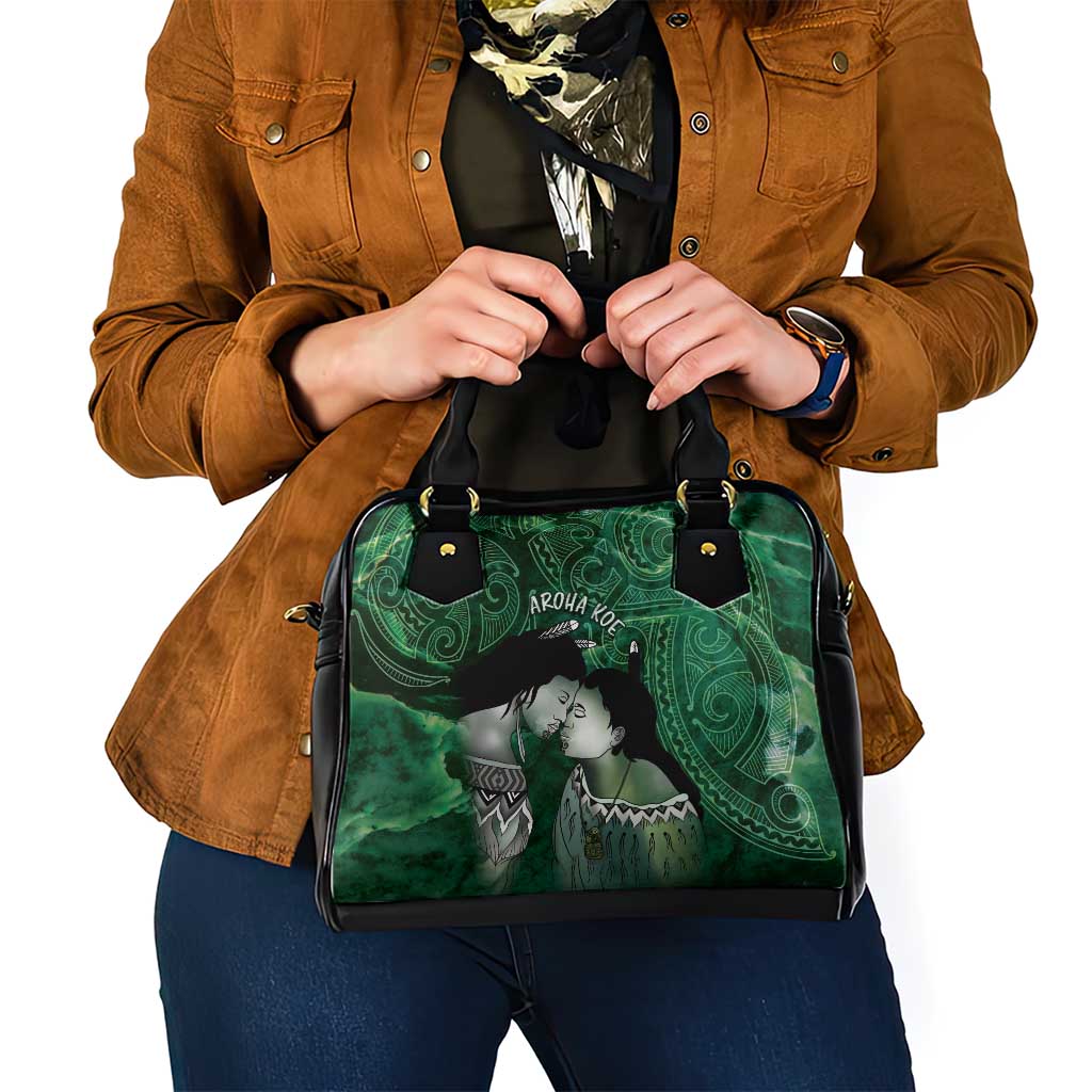 New Zealand Aroha Koe Mama Shoulder Handbag Maori Hongi - Pounamu