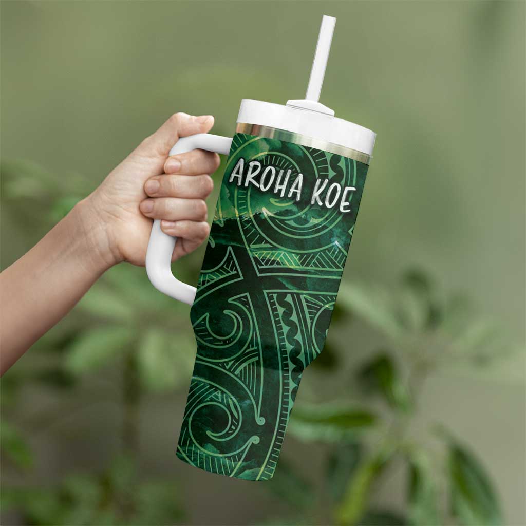 New Zealand Aroha Koe Mama Tumbler With Handle Maori Hongi - Pounamu