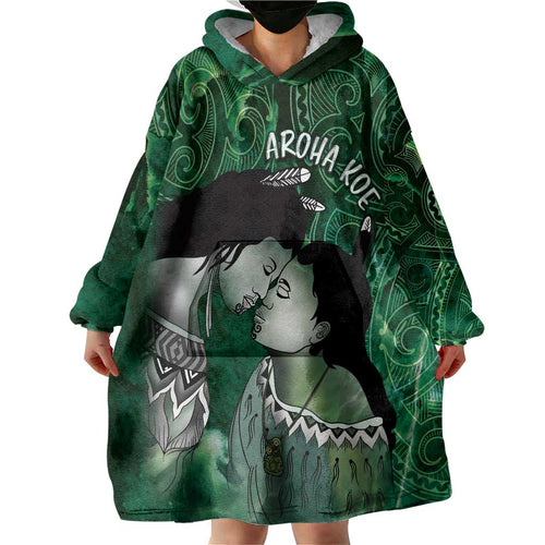 New Zealand Aroha Koe Mama Wearable Blanket Hoodie Maori Hongi - Pounamu