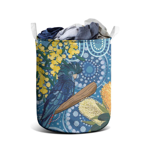 Black Cockatoo Australia Aboriginal Art Laundry Basket NAIDOC Week - Nature Lovers